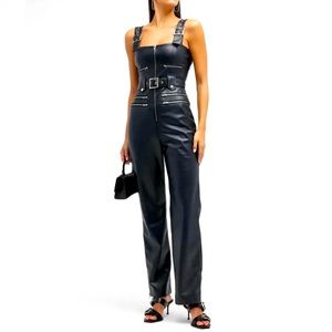 NWT We Wore What Black Vegan Leather Jumpsuit